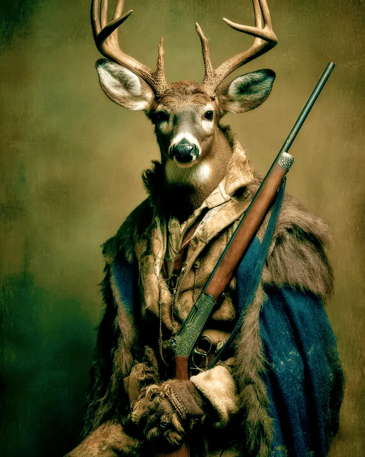 Deer Hunter Animals in Sports Art Print - 8"x10" Artwork