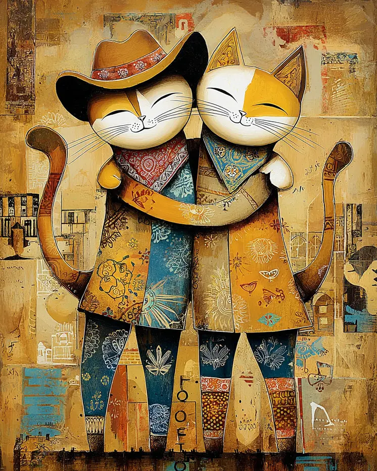 Cat Besties Art Print - 8"x10" Artwork