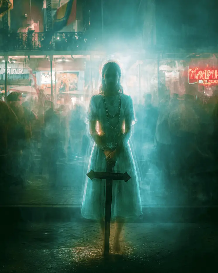 Ghostly Woman with Cross Astral Plane Art Print - 8"x10" Artwork