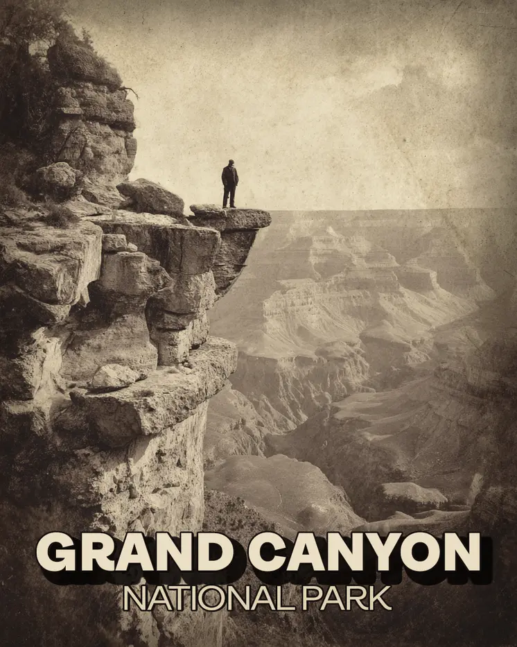 Antique Style Grand Canyon Souvenir Art Print - 8"x10" Artwork