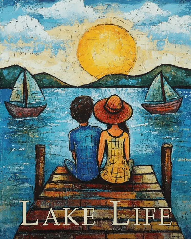 Sunset Together - Lake Life Art Print - 8"x10" Artwork