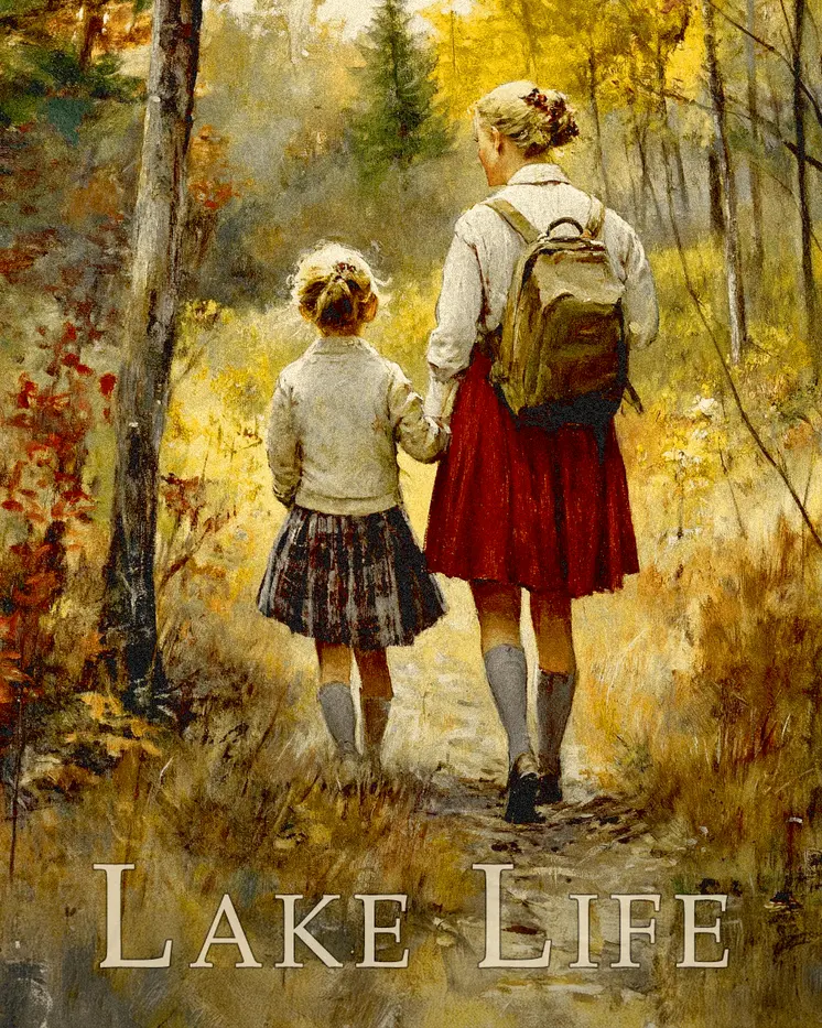 Mother Daughter's Precious Time Together - Lake Life Art Print - 8"x10" Artwork