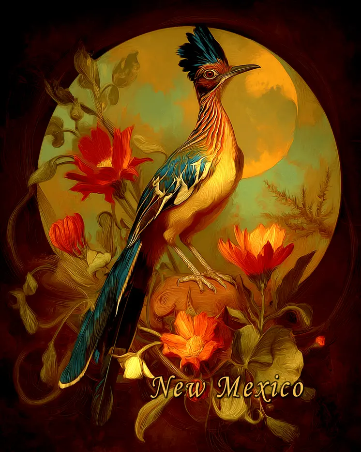 Vintage Roadrunner New Mexico Souvenir Art Print - 8"x10" Artwork