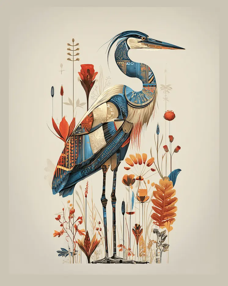 Magical Heron 2 Art Print - 8"x10" Artwork