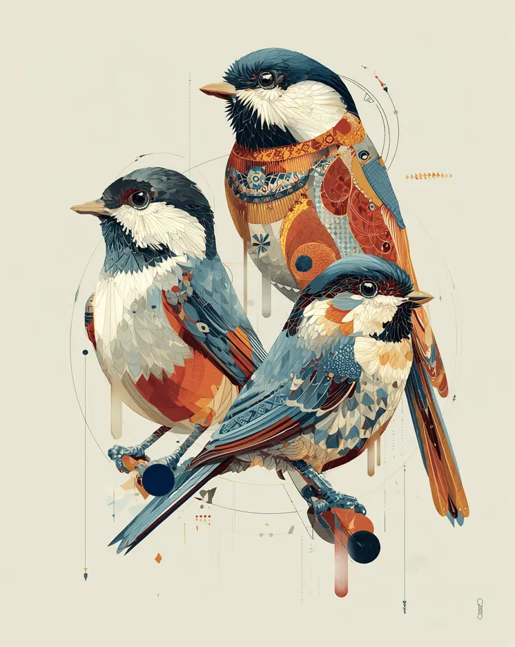Magical Chickadees 2 Art Print - 8"x10" Artwork