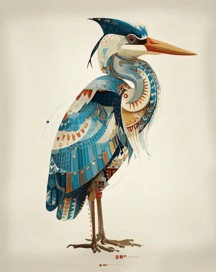Magical Great Blue Heron 2  Art Print - 8"x10" Artwork