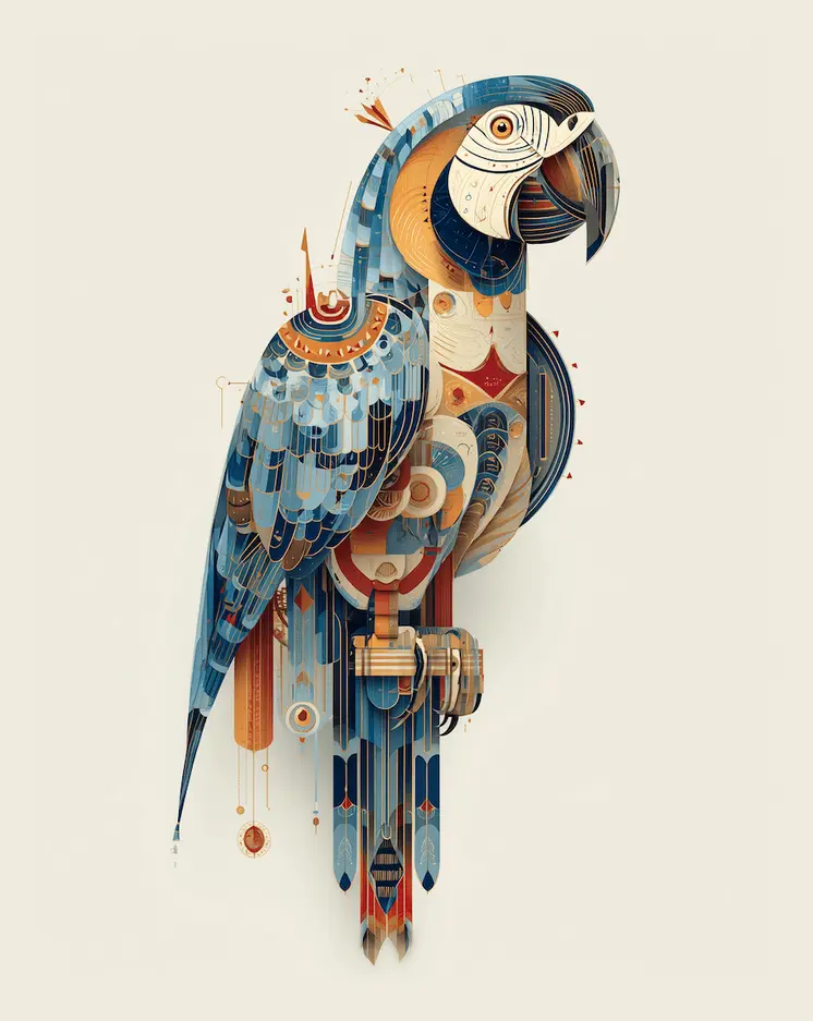 Magical Macaw Parrot 1 Art Print - 8"x10" Artwork