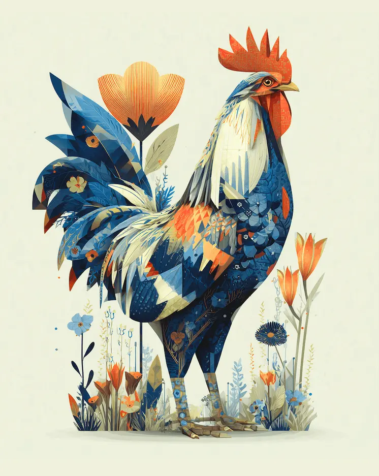 Magical Rooster 1 Art Print - 8"x10" Artwork