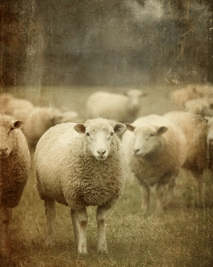 Antique Style Sheep Photo Farm Animal Art Print - 8"x10" Artwork