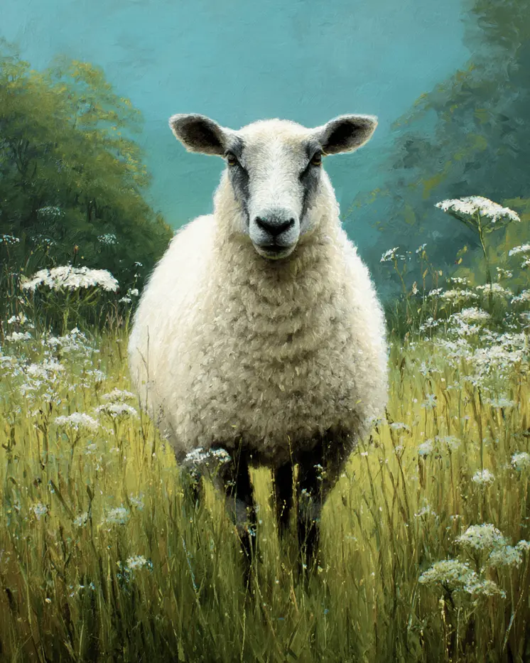 Attentive Sheep Farm Animal Art Print - 8"x10" Artwork