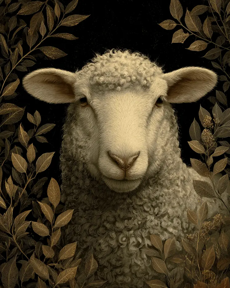 Vintage Sheep Farm Animal Art Print - 8"x10" Artwork