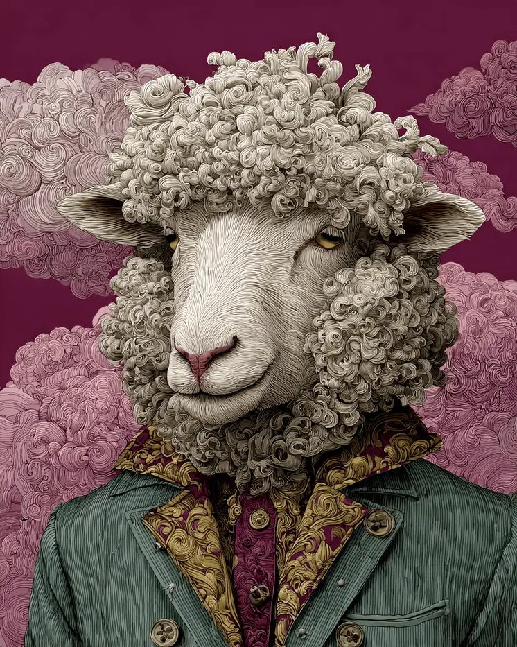 Fine Sheep Dandy Farm Animal Art Print - 8"x10" Artwork