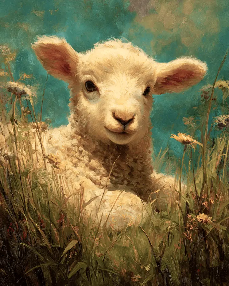 Little Lamb Farm Animal Art Print - 8"x10" Artwork