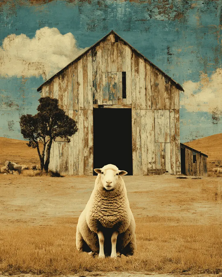 Vintage Waiting Ewe Farm Animal Art Print - 8"x10" Artwork
