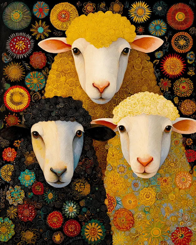 Sheep Siblings Farm Animal Art Print - 8"x10" Artwork