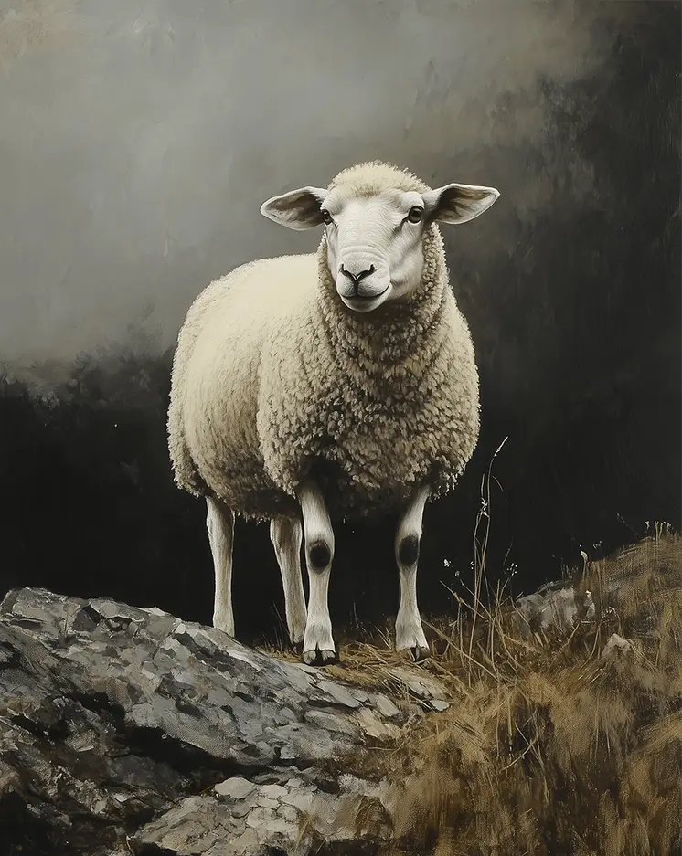 Ewe with Brush and Ink Wash - Farm Animal Art Print - 8"x10" Artwork