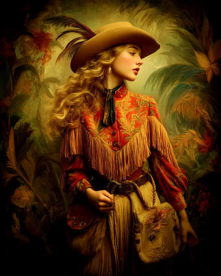 High Style Cowgirl Portrait Western Art Print - 8"x10" Artwork