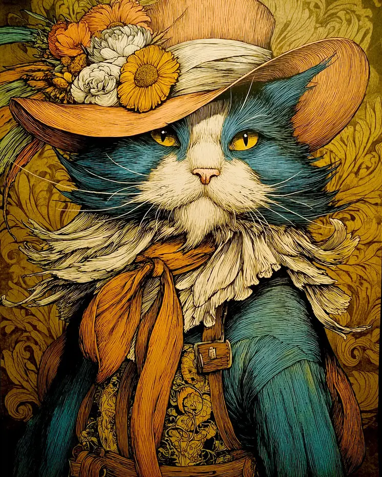 Monseur Cat Western Art Print - 8"x10" Artwork
