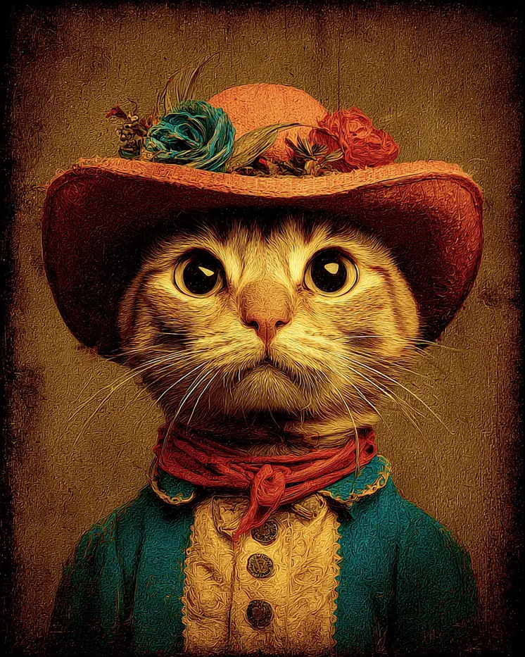 Cat's Sunday Best Western Art Print - 8"x10" Artwork