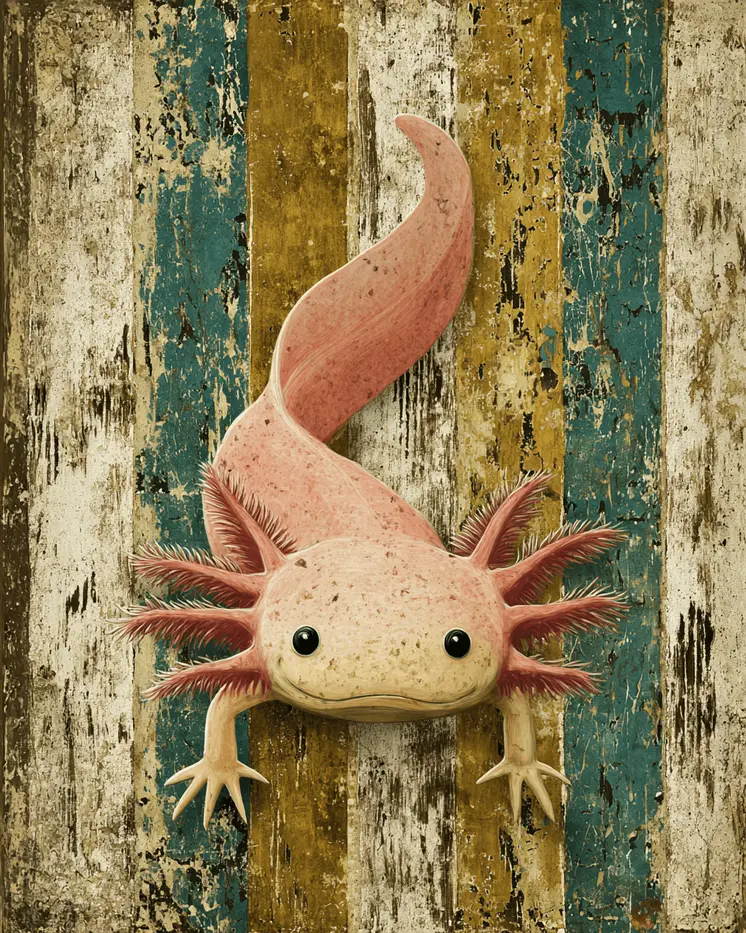 Pink Axolotl Vintage Wildlife Art Prints - 8"x10" Artwork
