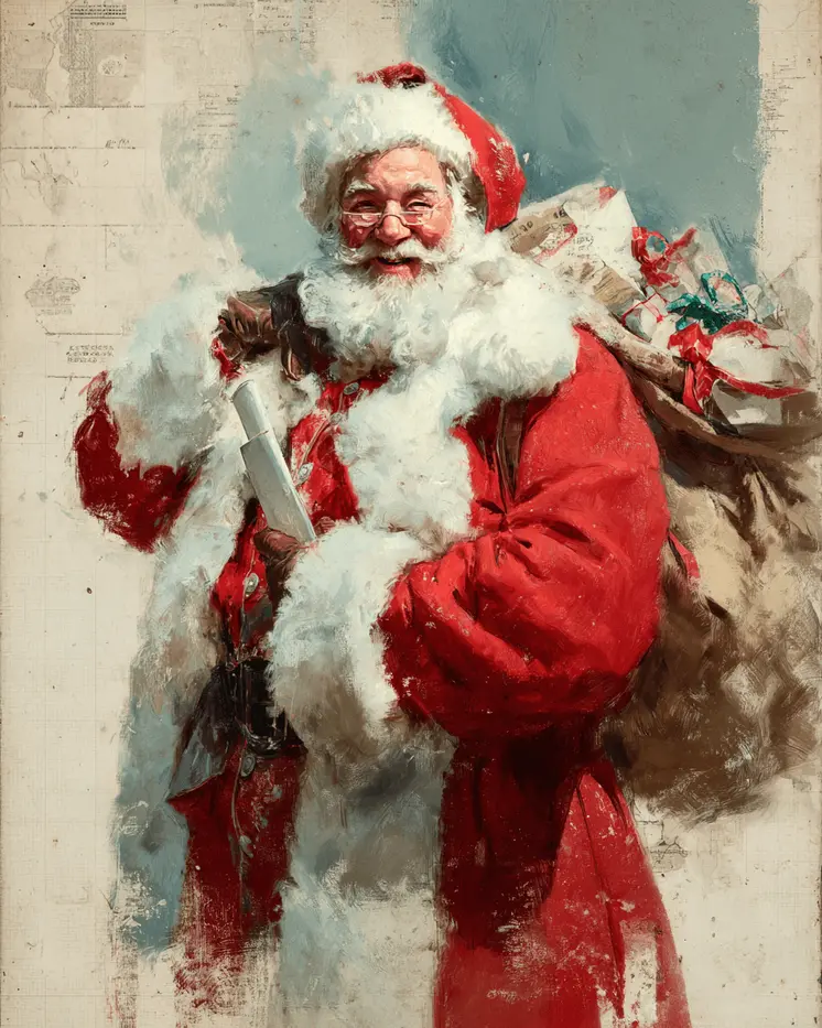 Jolly Santa Claus Christmas Art Print - 8"x10" Artwork