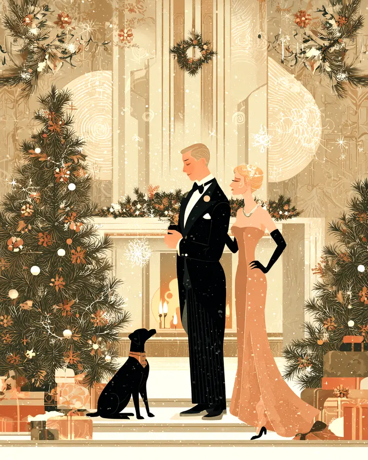 Mid-Century Modern X-mas Toast Christmas Art Print - 8"x10" Artwork
