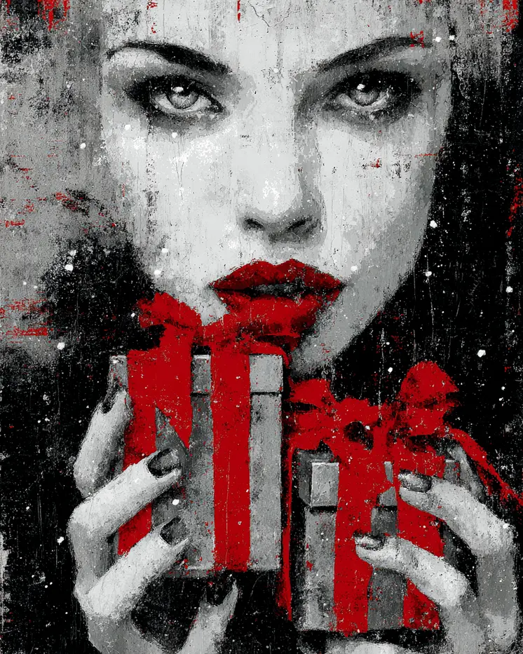 Goth X-Mas Presents Christmas Art Print - 8"x10" Artwork