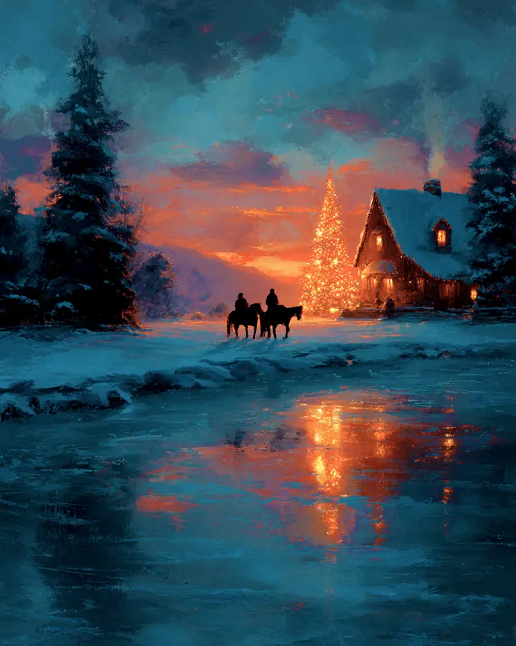 Country X-Mas Eve Christmas Art Print - 8"x10" Artwork