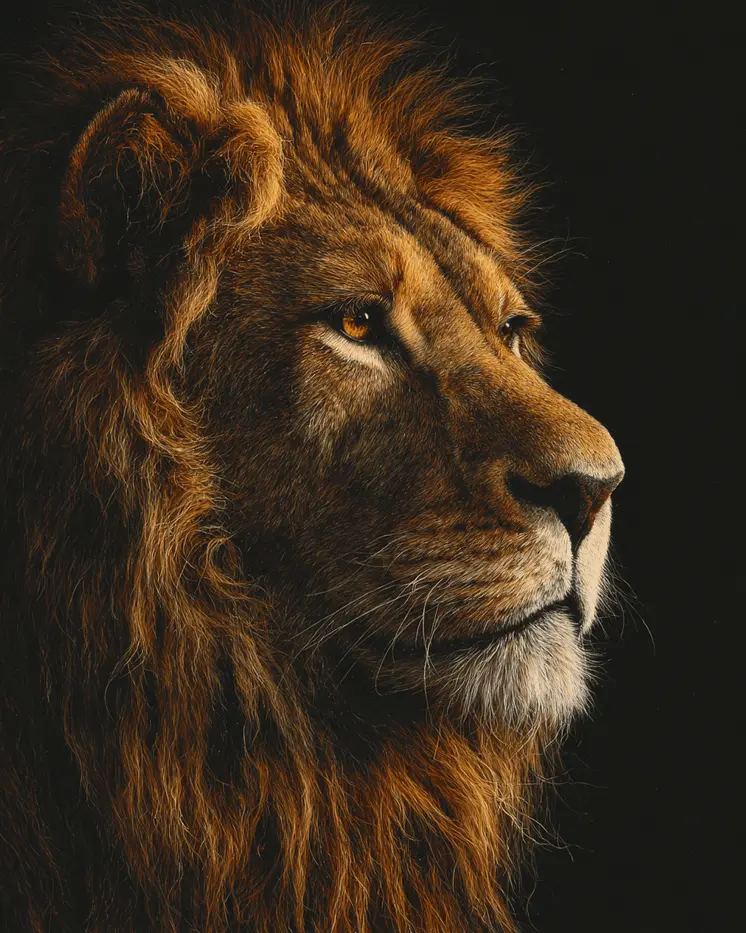 African Lion Portrait Big Cats Art Print - 8"x10" Artwork
