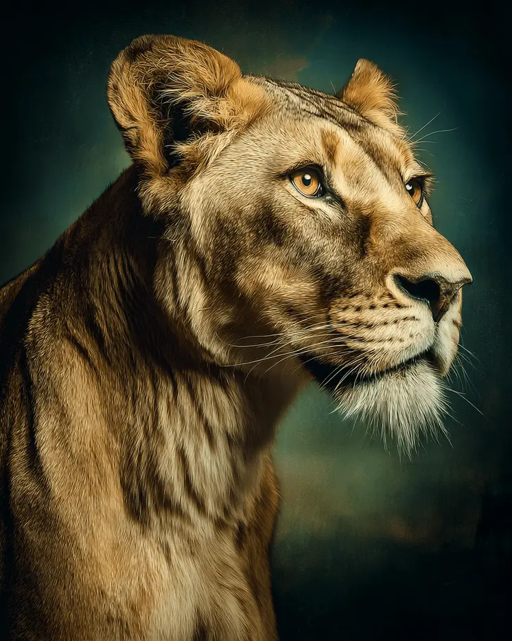 African Lionesse Portrait Big Cats Art Print - 8"x10" Artwork