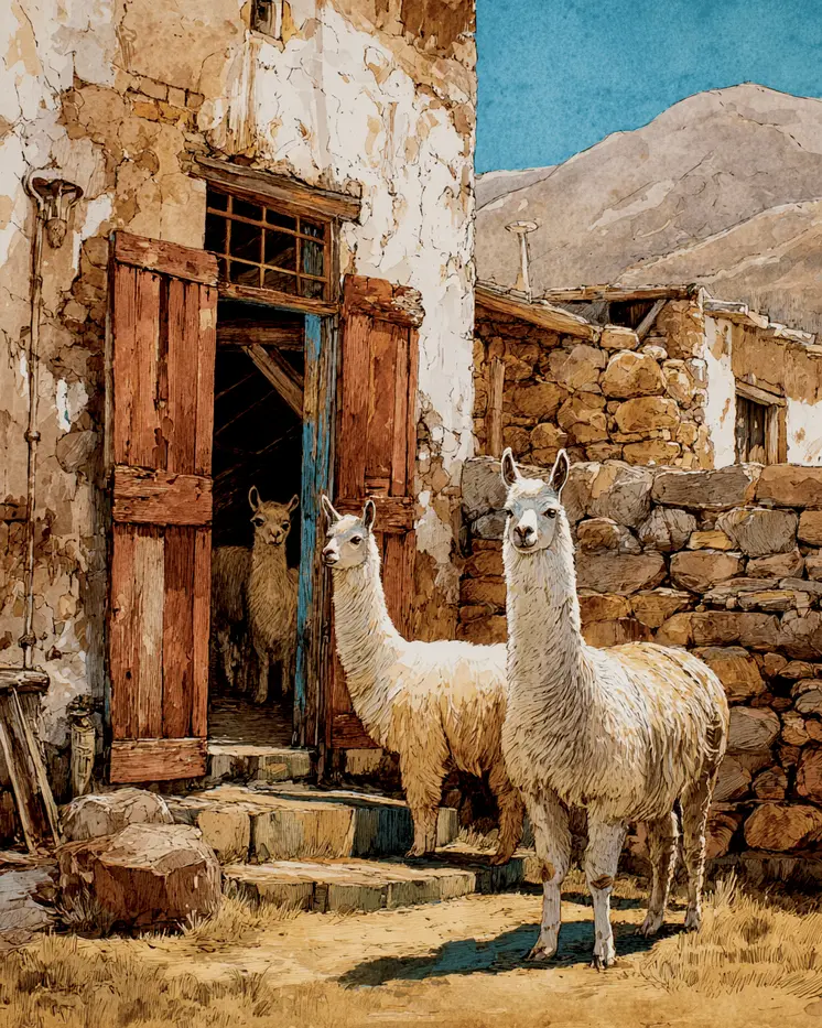 On the Farm Alpaca & Llama Art Print - 8"x10" Artwork