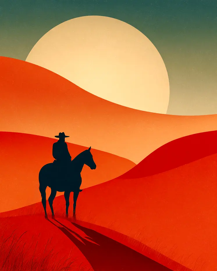 Sand Dune Cowboy American West Art Print - 8"x10" Artwork
