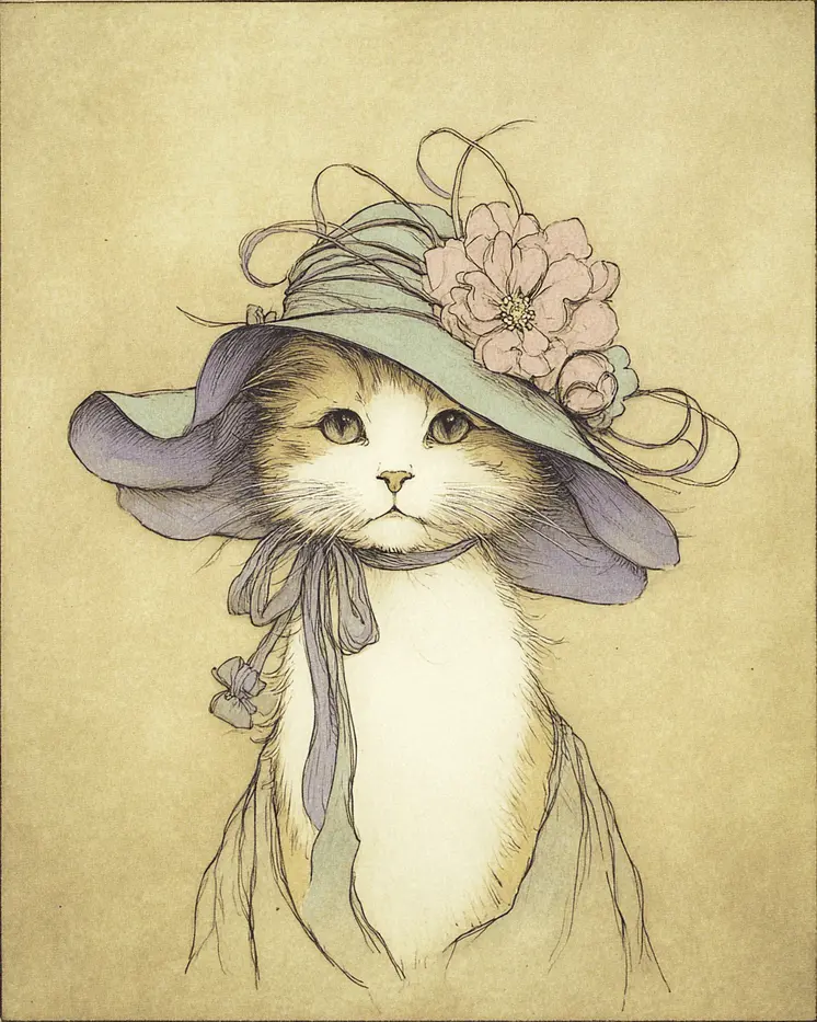 Nora - Cats in Hats - Art Print - 8"x10" Artwork