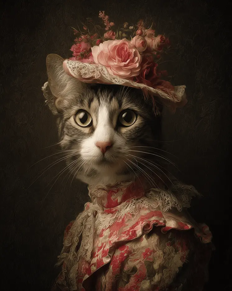 Fran - Cats in Hats - Art Print - 8"x10" Artwork