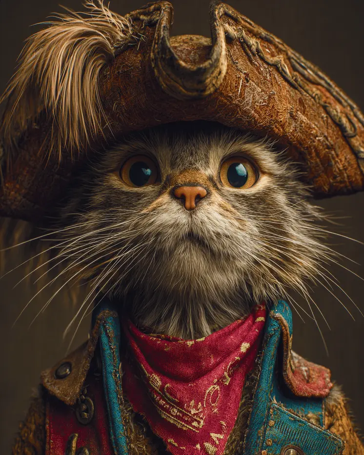 Pirate Pete - Cats in Hats - Art Print - 8"x10" Artwork