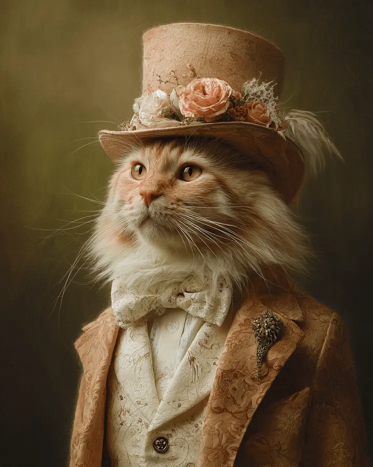 Sir Finicky - Cats in Hats - Art Print - 8"x10" Artwork
