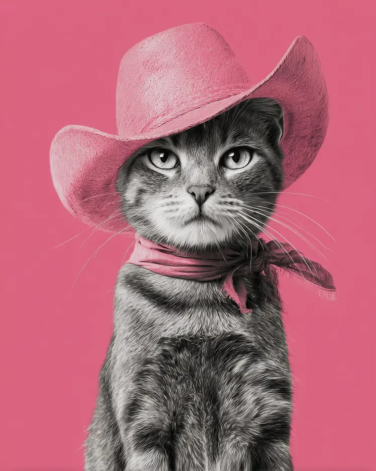 Cowgirl Casey - Cats in Hats - Art Print - 8"x10" Artwork
