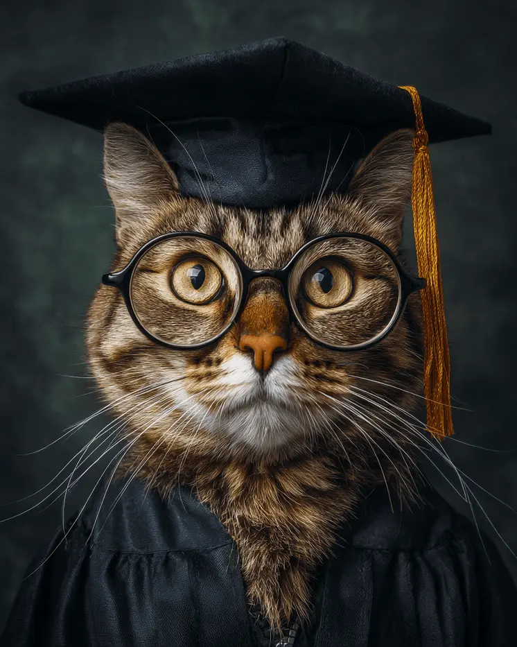 The Graduate - Cats in Hats - Art Print - 8"x10" Artwork