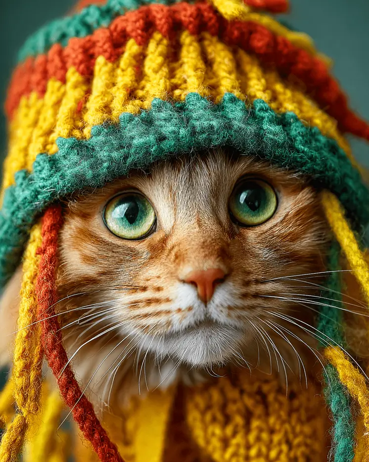Rasta Ron - Cats in Hats - Art Print - 8"x10" Artwork