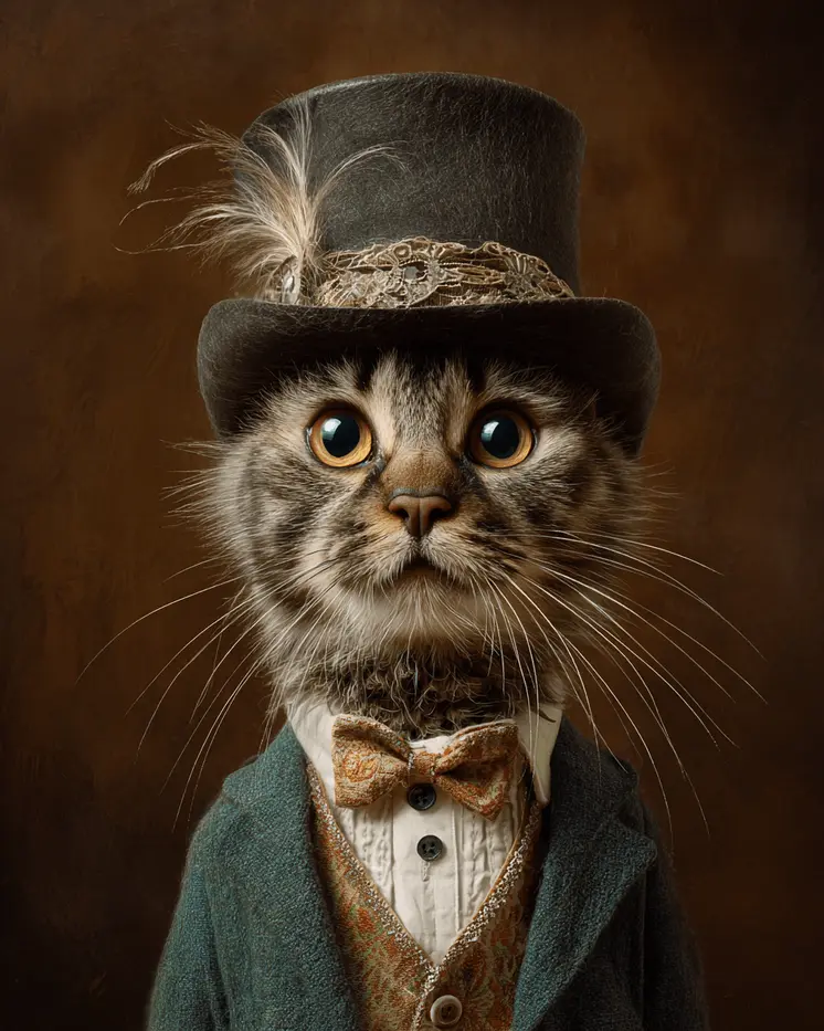 Fredrick - Cats in Hats - Art Print - 8"x10" Artwork