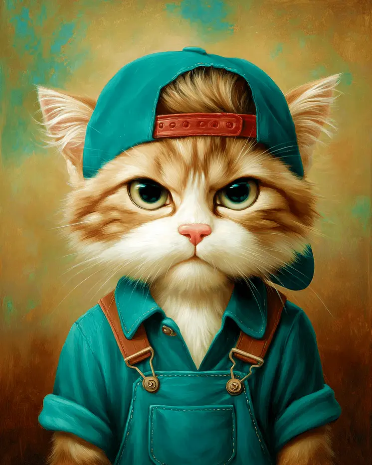 Ralph - Cats in Hats - Art Print - 8"x10" Artwork