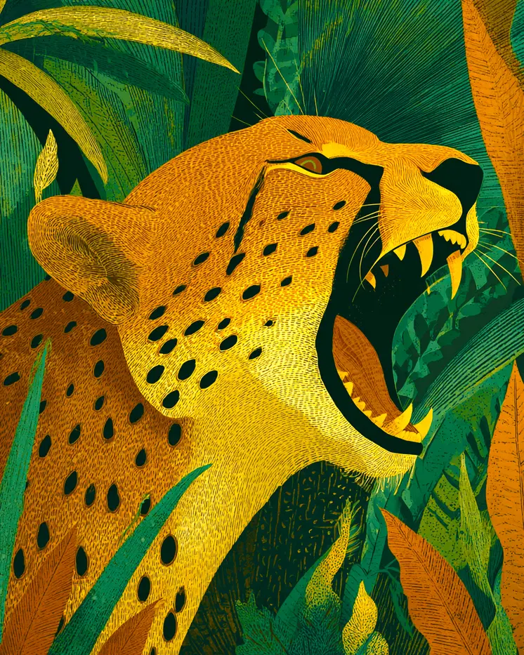 Cheetah Roaring Big Cats Art Print - 8"x10" Artwork