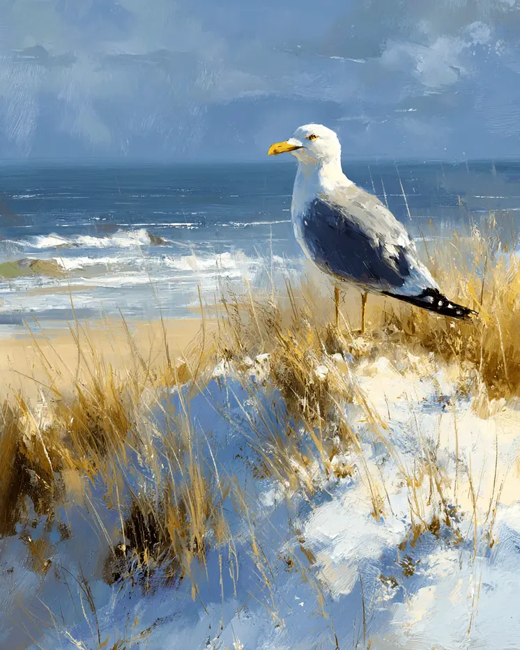 Lone Seagull - Wholesale Coastal Art Print - 8"x10" Artwork