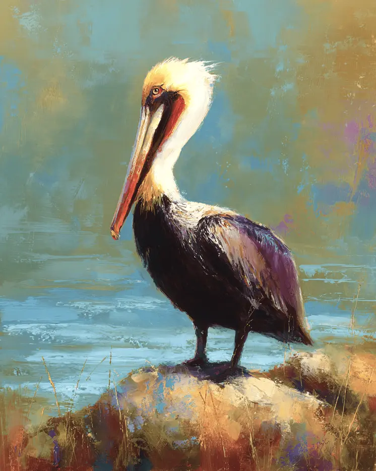 Single Pelican - Wholesale Coastal Art Print - 8"x10" Artwork
