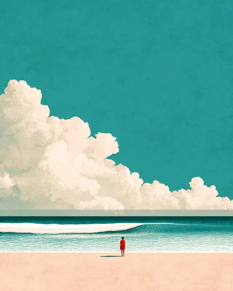 Lone Woman on Beach - Wholesale Coastal Art Print - 8"x10" Artwork