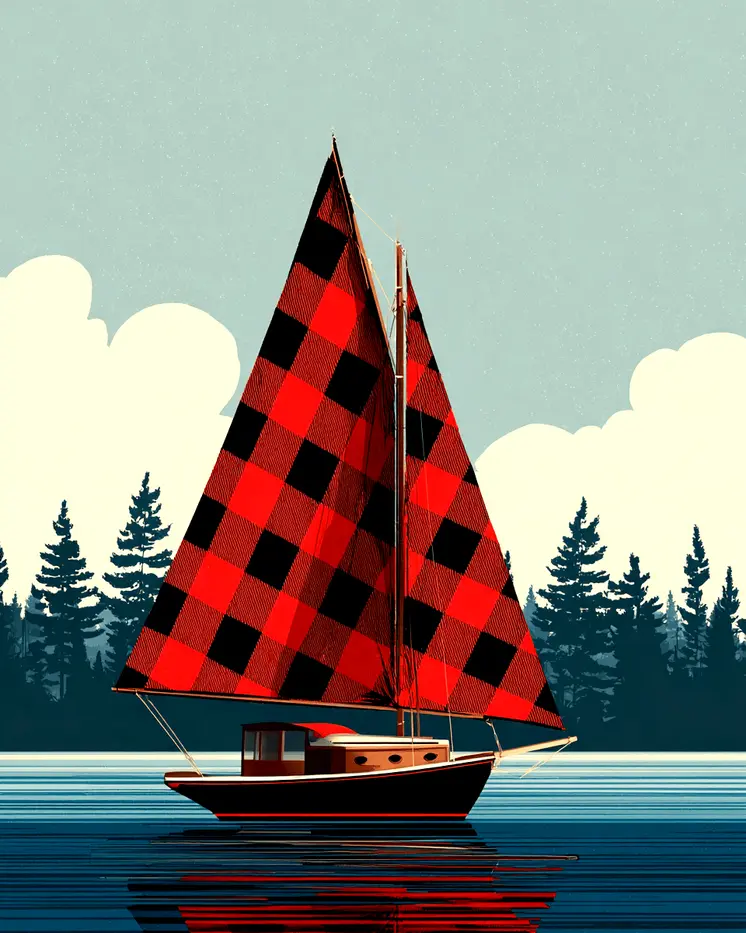 Sailboat with Buffalo Plaid Sails - Wholesale Coastal Art Print - 8"x10" Artwork (Copy)