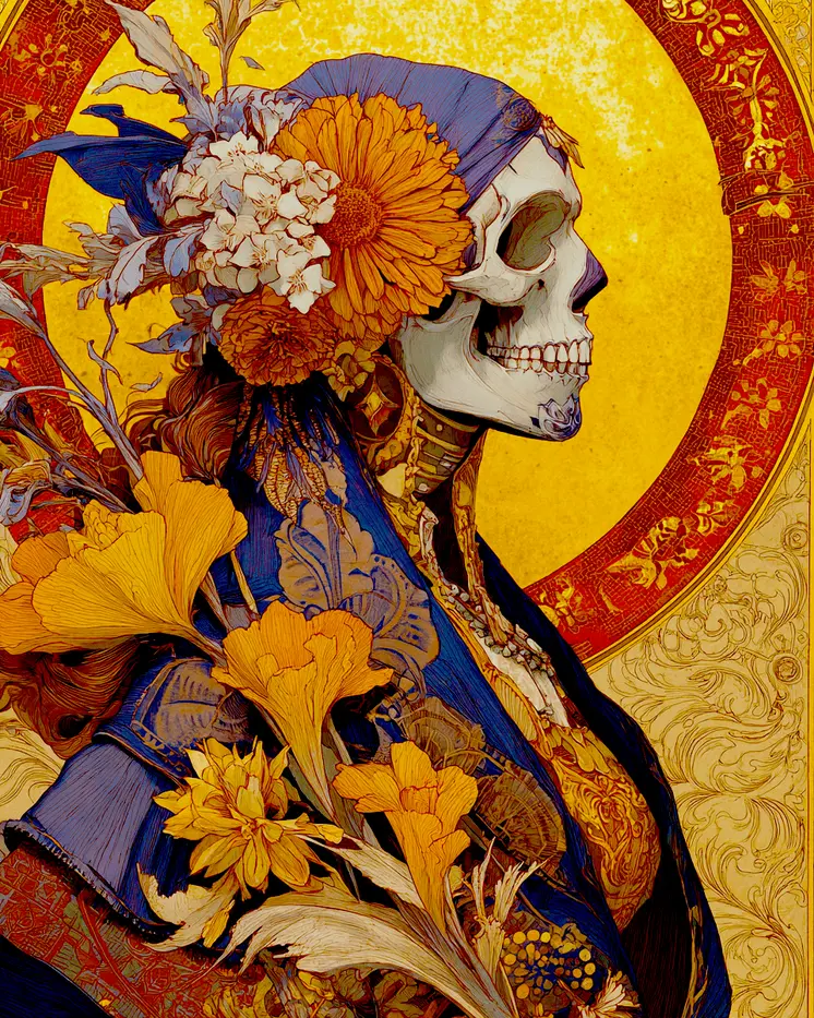 Calavera Skeleton Profile Día de Muertos Art Print - 8"x10" Artwork