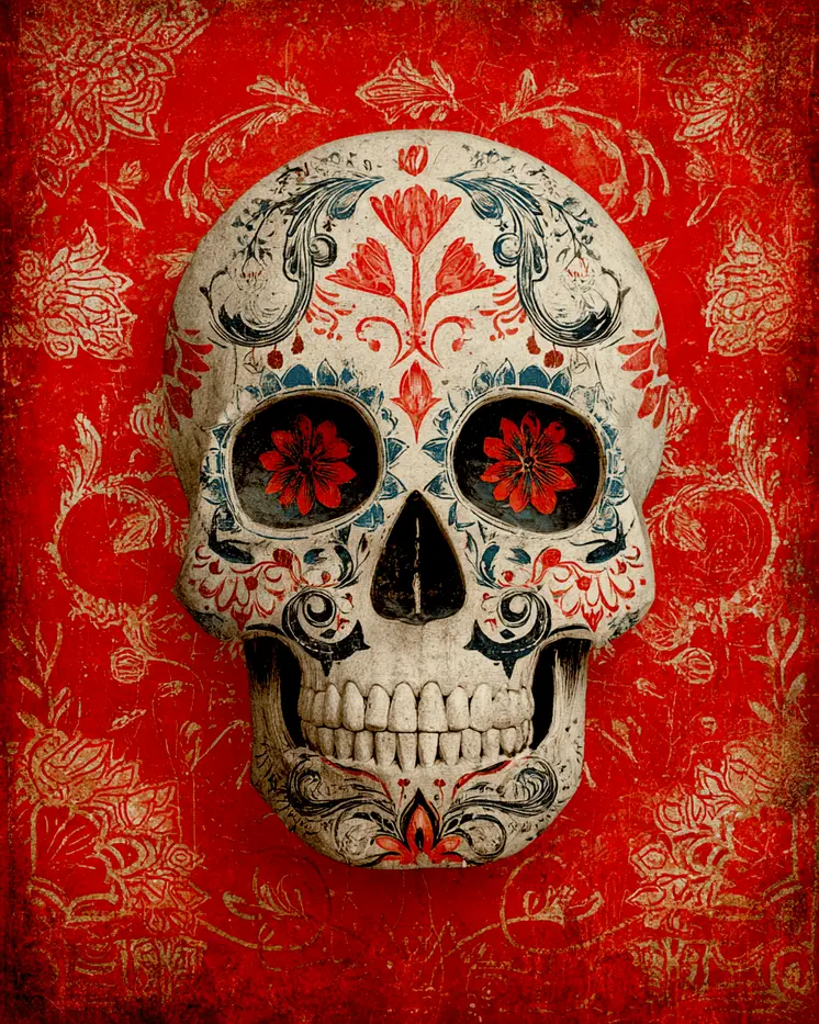Caladera Skull Día de Muertos Art Print - 8"x10" Artwork