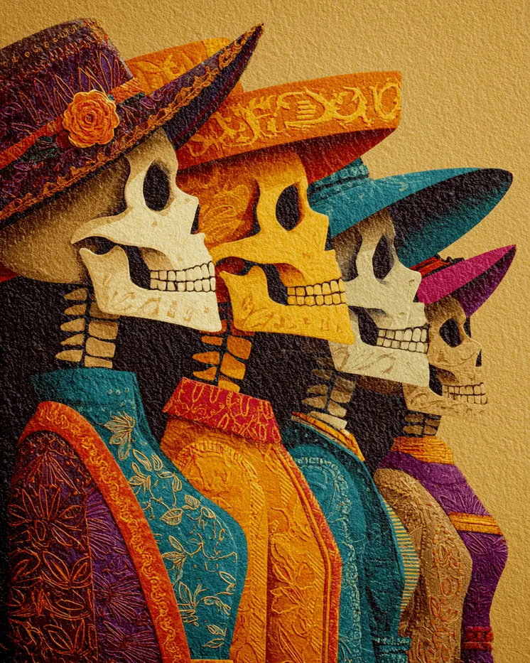 Cuatro Caballeros Día de Muertos Art Print - 8"x10" Artwork