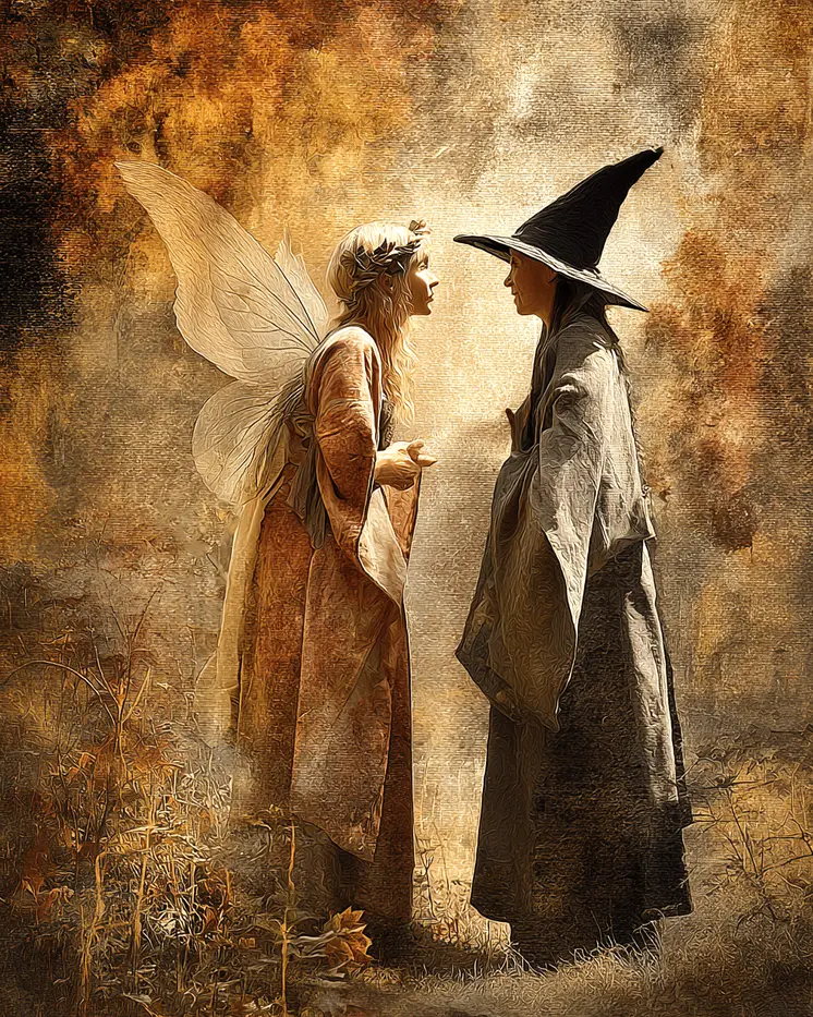 Fairy and Witch Chat - Fairies Art Print - 8"x10" Artwork